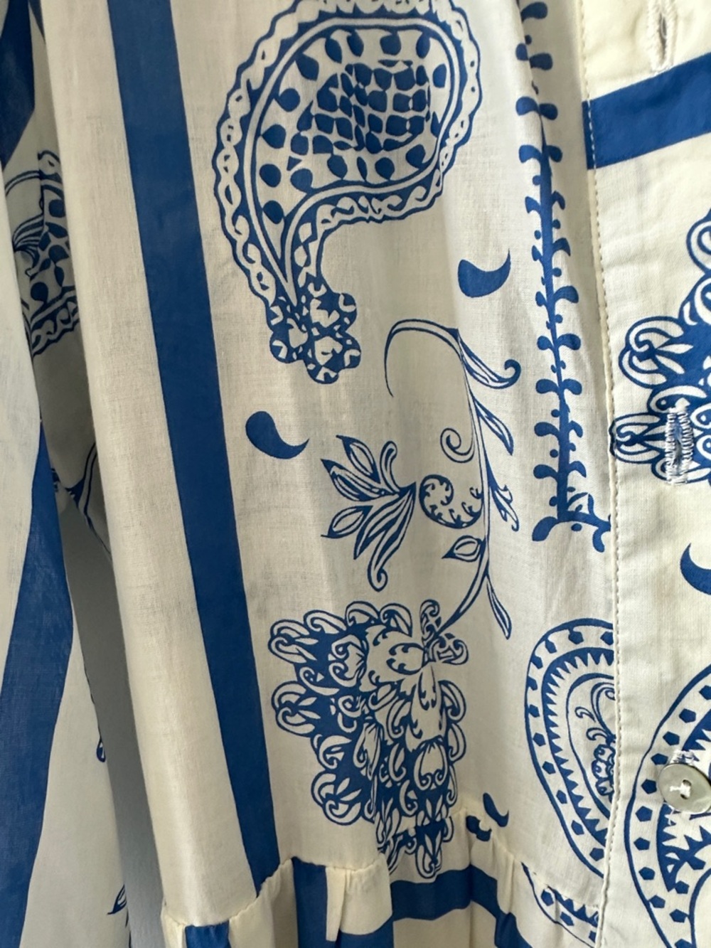 Ellen Tracy Blue and White Paisley Midi Wrap Dress Large - Picture 3 of 9